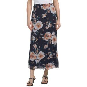 TASH & SOPHIE Made In Usa Pull On Mesh Midi Skirt With Lining